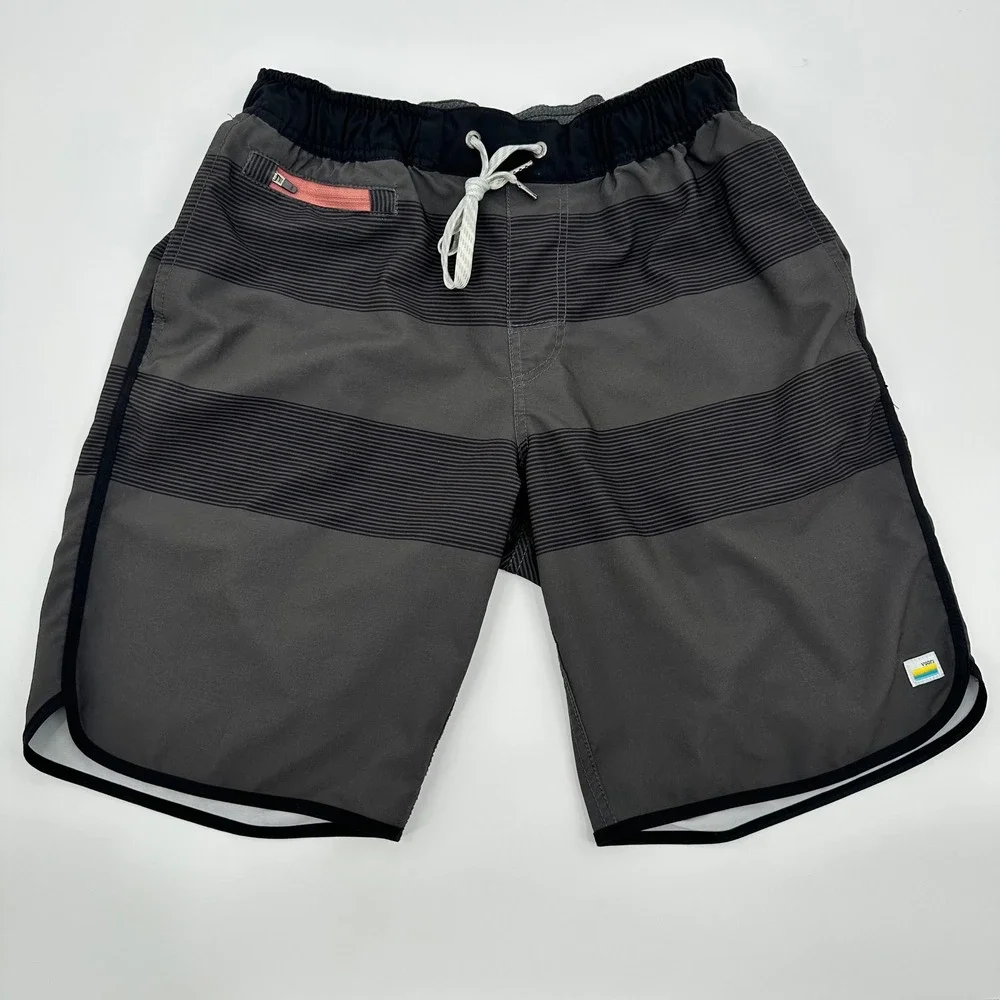Vuori Banks Men Shorts Charcoal Black Stripe Athletic Size Small
